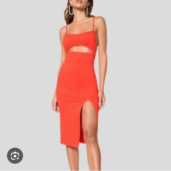superdown Dresses & Skirts - Superdown Revolve Poppy Red Trista Bodycon Midi Dress Cutout S Spaghetti Strap